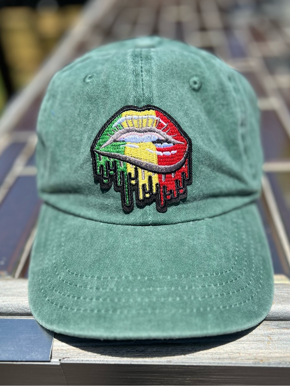 Dripping Lips Embroidered Patch Baseball Cap, Cotton Adjustable Custom